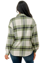 Plaid flannel shacket basic shirt jacket w/fur lined inside