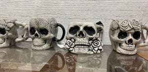 Set of four (4) collectible skull coffee mugs