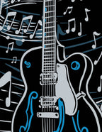 Guitar Panel Bowling Shirt in Black
