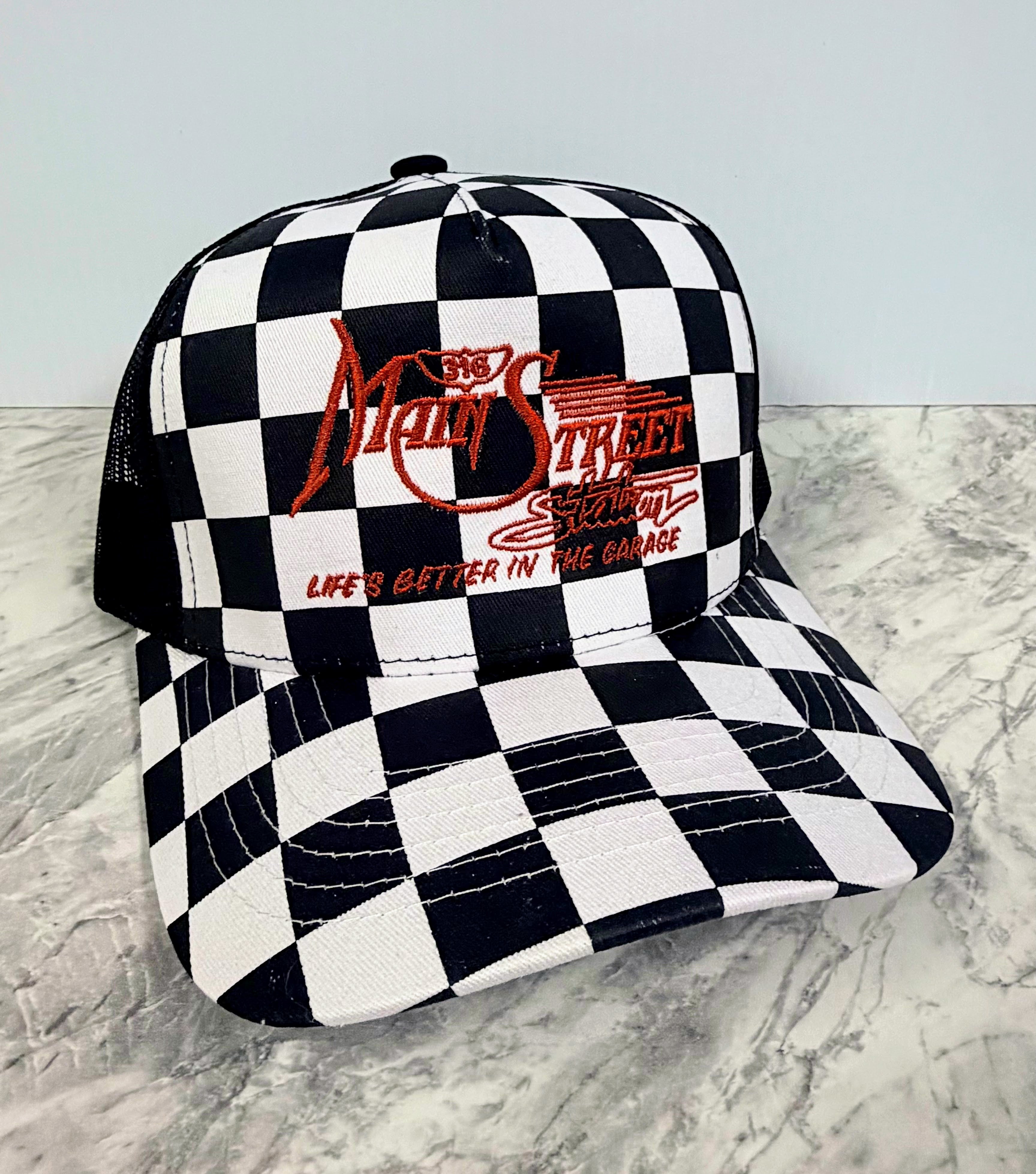 Checkered Flag Snap Back with Original 316 Main Street Logo