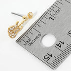 Crystal Stone Paved Guitar Stud Earrings