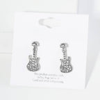 Crystal Stone Paved Guitar Stud Earrings