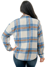 Plaid flannel shacket basic shirt jacket w/fur lined inside